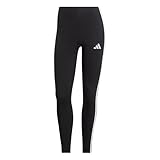adidas Women's ESSENTIALS 3-STRIPES COTTON LEGGINGS, Black/White, M