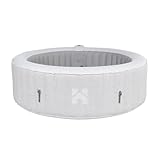 Home Deluxe - Outdoor Whirlpool - Splash + Kissen, Getränkehalter und Sonnendach - Farbe: Beton- ⌀ 208 cm, 130 Luftdüsen - inkl. Abdeckung, Reparaturset, Filterset I Außen Spa für 6 Personen