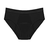 Generico Menstruations-Slip für Damen, kurvig, elegant, aus Eis, Unterhose für Damen, Kostüm, waschbar, Unterhose für Damen, weich, einfarbig, saugfähig, brasilianisch, Schwimmen, Baumstämme, Schwarz