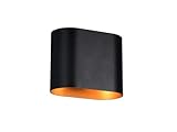 meineWunschleuchte Kleine Up and Down Wandleuchte aus Metall Schwarz Gold, Breite 15cm