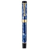 Jinhao 100 Classic Füllfederhalter Dunkelblau Zelluloid, extra feine Feder mit Konverter und Stiftetui Set