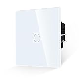 JIMEIDA Touch Lichtschalter Glas Panel mit Weiß und Status-LED 1 Fach 1 Weg Taste Schalter lichtchalter AC 240 V, 300 W