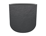 EDA - Blumentopf, rund, 40 cm, Volcania'Up 32,5 l, Steinoptik, einwandig, Wasserspeicherbereich, Ø 38,5 x H.36,8 cm, Anthrazitgrau