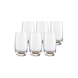 EISCH Jessica Becher 6er Set, 350 ml, Hohe Trinkgläser mit farbigem Boden, Handbemalt mit Hydroglasur, Kristallglas, Spülmaschinengeeignet, Orange