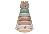 Jollein Holz-Stapelturm mit Ringen - Jungle Jambo - 5 Stapelringe - Ab 1 Jahr - 100% FSC Zertifiziert - Gepard
