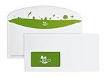 beECO Briefumschläge C6/5 229 x 114 mm (500 Stück), Briefumschläge mit Fenster haftklebend, Briefumschlag aus 100% Recycling Papier, Umschläge für DIN A4 Papier, weiß, 80g/m²