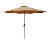SMELEDFCFK 270 cm Sonnenschirm Großer Marktschirm Sonnenschutz Gartenschirm Mit Kurbel Wasserabweisend Terrassenschirm Tischschirm Für Balkon Garten Markt Terrasse(Khaki)