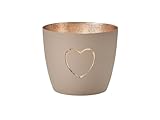 Gift Company Madras, Windlicht, M, Motiv: Herz, Sandstone/Gold, H8,5cm, D10cm