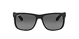 Ray-Ban Unisex Justin Sonnenbrille, Schwarz Gummi / Graue Gradient, 55 mm EU