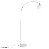 CCLIFE LED E27 Bogenlampe höhenverstellbar Marmorfuß weiß orange Stehlampe Stehleuchte Standleuchte Bogenleuchte Bogenstandleuchte, Farbe:Weiss, höhenverstellbar 130-180cm