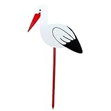 Storch mit Stab 100cm Holz Klapperstorch wetterfest Geburtsgeschenk Baby