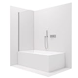 Stilform Soho Badewannenaufsatz, Duschwand für Badewanne, 6 mm ESG-Glas mit Nanobeschichtung, 100x140, Faltwand Duschabtrennung, Profilfarbe Chrom – Elegantes Bad-Upgrade