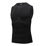 AMZSPORT Herren Kompressionsshirt Sports Tank Top Ärmelloses Funktionsshirt Laufshirt, Schwarz, XXL