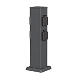 ledscom.de Garten Steckdosensäule Polly für außen, IP44, 4-Fach, Edelstahl, anthrazit, eckig, 40 cm
