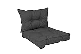 POKAR Loungekissen Stuhlkissen für Stuhl Rattanmöbel Gartenmöbel Kissen, 2er Set (1x Sitzkissen 60x60x10 cm + 1x Rückenlehne 60x40x10 cm), Anthrazit