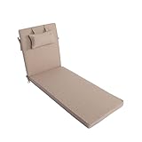 LILENO HOME Sonnenliege Auflage Mit Kopfkissen [1er Set - Rollliege] in Taupe - Perfekt für Strandliege und Gartenliege MAR