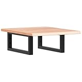 Waschtischplatte mit Rechteckige Halterung aus Stahl, Holzregale für Studie oder Badezimmer, Massivholz Eiche 40 x 50 x 2 cm Hellbraun & Schwarz