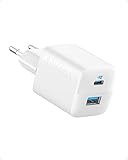 Anker USB C 323 Ladegerät (33 W), Kompaktes, mit 2 Anschlüssen für iPhone 15 / 15 Plus / 15 Pro / 15 Pro Max / 14 / 13, Pixel, Galaxy, iPad / iPad Mini und mehr (ohne Kabel) - Weiß