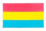 PHENO FLAGS Pan Flagge 90x150cm - wetterbeständige Pride Fahne mit Messingösen, 100% Polyester, robuste Doppelnaht & in lebendigen Farben - ideal für Flaggen-Liebhaber