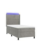 Boxspringbett mit Matratze & LED Hellgrau 80x200 cm Samt,3139469