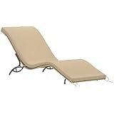 Outsunny Sonnenliege Polyrattan Wasserabweisend Gartenliege mit Kissen, wetterfest Liege 120 kg belastbar UV-bständig Relaxliege Liegestuhl Gartenmöbel für Garten Balkon Outdoor 166 x 63 x 76 cm Beige