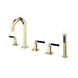GYEQXKT 5-Loch Badewannenarmatur Schwarz Badewannenmischbatterien mit Dusche Deckmontierte Badewannen-Duschmischbatterie Badezimmermischbatterie mit Dusche-B