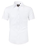 Alimens & Gentle Hemd Herren Kurzarm Faltenfrei Business Regular Fit Freizeithemden Sommer Strand Tshirt mit Tasche Weiß XL