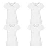 GIDUTEX Damen Tshirt von Fruit of The Loom 2er 3er 4er Pack S-2XL (DE/NL/SE/PL, Alphanumerisch, L, Regular, Regular, 4, White)