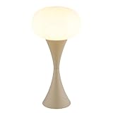 GLOBO Tischlampe Wohnzimmerlampe Tischleuchte sandfarben Nachttischlampe Schlafzimmerleuchte, Opalglas, 1x E14 LED warmweiß, DxH 18 x 36,9 cm