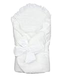 TupTam Unisex Baby Einschlagdecke mit Schleife, Farbe: Weiß, Größe: 70 x 70 cm