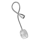 Kisangel LED Bettleuchte mit Flexiblem Schwanenhals Wandlampe Energiesparend Weißes Licht Gebürstetes Silber Minimalistisch für Schlafzimmer Nachtlicht und Leselampe