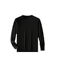 Herren-Pullover aus 100 % massiver Merinowolle, Rundkragen, für Frühling, Herbst, Business, gestrickt, Schwarz , L