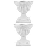 DOITOOL 2 Stück Retro Kunststoff Blumentopf Römische Säule Stil Weiß Balkonpflanzer für Haushalt und Veranda Dekorativer Pflanzkübel für Blumenarrangements und Garten Deko