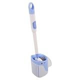 jojofuny Silikon toilettenbürste mit Seifenspender und Saugnapf Halterung Nachfüllbar Flexible Bürste für Gründliche Reinigung ohne Tote Winkel Langlebig Cartoon Design in Meerblau für