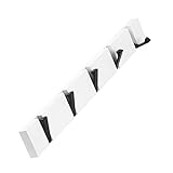 YunNasi Hakenleiste Holz Kleiderhaken Klappbar Garderobenleiste Wand Garderobenhaken mit 5 Faltbar Haken für Jacken Mäntel Schals Hüten Handtaschen（Weiß,5 Haken,42cm）