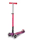 MICRO™ Maxi Deluxe Foldable neon LED | Höhenverstellbar & klappbar | Das ORIGINAL | Kinderroller ab 5 Jahre | LED Rollen | Faltbarer Roller für Jungs & Mädchen 5-10 Jahre (Ultra pink)