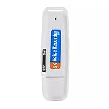 Doenfae Tragbarer Wiederaufladbarer U-Disk USB Digital Audio Voice Recorder Mini-DiktiergeräT Aktivierter Recorder - Weiß