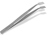 Briefmarken Pinzette flach in gebogener Löffelform Große leicht abgeschrägte Schaufeln Briefmarkenpinzette als Sammlerwerkzeug aus Edelstahl 11,5 cm Werkzeug Modellbau Hobby