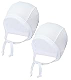 TupTam Unisex Baby Erstlingsmütze zum Binden 2er Pack, Farbe: Weiß, Größe: 50-56