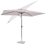 VONROC Sonnenschirm rechteckig 200x300 - Rechteckiger Sonnenschirm für Terasse, Garten, Balkon, Gastro - Knickbar, Kurbel, Wetterfest - Rapallo (Beige)