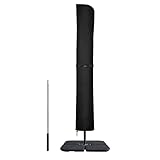 Dokon Ampelschirm Schutzhülle Wasserdicht Hülle für Ampelschirme bis 400cm Ø, Winterfest UV-Beständig Sonnenschirm Abdeckung mit Stab, Abdeckhauben für Gartenschirm, Marktschirm (240x57/57cm)