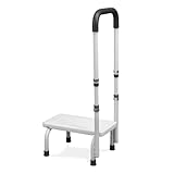 Badewannenstufe mit Haltegriff, 5-Gang-Höhenverstellung, Einstiegshilfe für Senioren & Behinderte, Fußhocker für Bett, Küche, Badewanne, Belastbarkeit bis 180KG