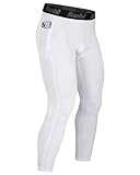 Runhit Kompressionshose für Herren, Laufhose, Leggings, athletisch, Workout, Gym, 1 Packung mit Tasche: Weiß, X-Large