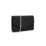 Miss Lulu Clutch Damen, Elegante Envelope Pochette, Vegan Wildleder Handtasche Klein Clutch Umschlag Crossbody Schultertasche Tasche Abendtasche