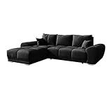 BROMARKT NUBES Ecksofa - Eckcouch mit Schlaffunktion und Bettkasten - Wohnzimmer Couch - - Sofa L Form - Bettsofa - Möbel - Big - 294x184 cm - Graphit