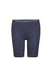 con-ta Thermo Radlerhose, Bequeme Winter Unterhose mit langem Bein aus natürlicher Baumwolle und Polyester, warme und weiche Thermounterwäsche, Damenbekleidung in Farbe Marine Geringelt, Größe 40
