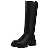 VAN HILL Damen Stiefel Plateaustiefel Blockabsatz Schuhe Plateau Vorne Profilsohle Plateauschuhe Boots Freizeitschuhe 201164 Schwarz Nero 37