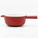osoltus Fondue | Käsefondue | Fleischfondue Topf Gusseisen rot matt 6 Personen Emaille