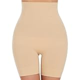 SIMIYA Bauchweg Unterhose Damen Hohe Taille Shapewear Nahtlose Miederhose mit Bein Figurenformend Miederpant Baumwolle Unterwäsche Hose unter Kleid Kurze Shorts(Beige, M)