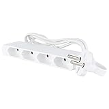 REV Steckdosenleiste - Eurosteckdosenleiste 4-Fach, extraflache Steckdosenleiste 1,5m, weiß
